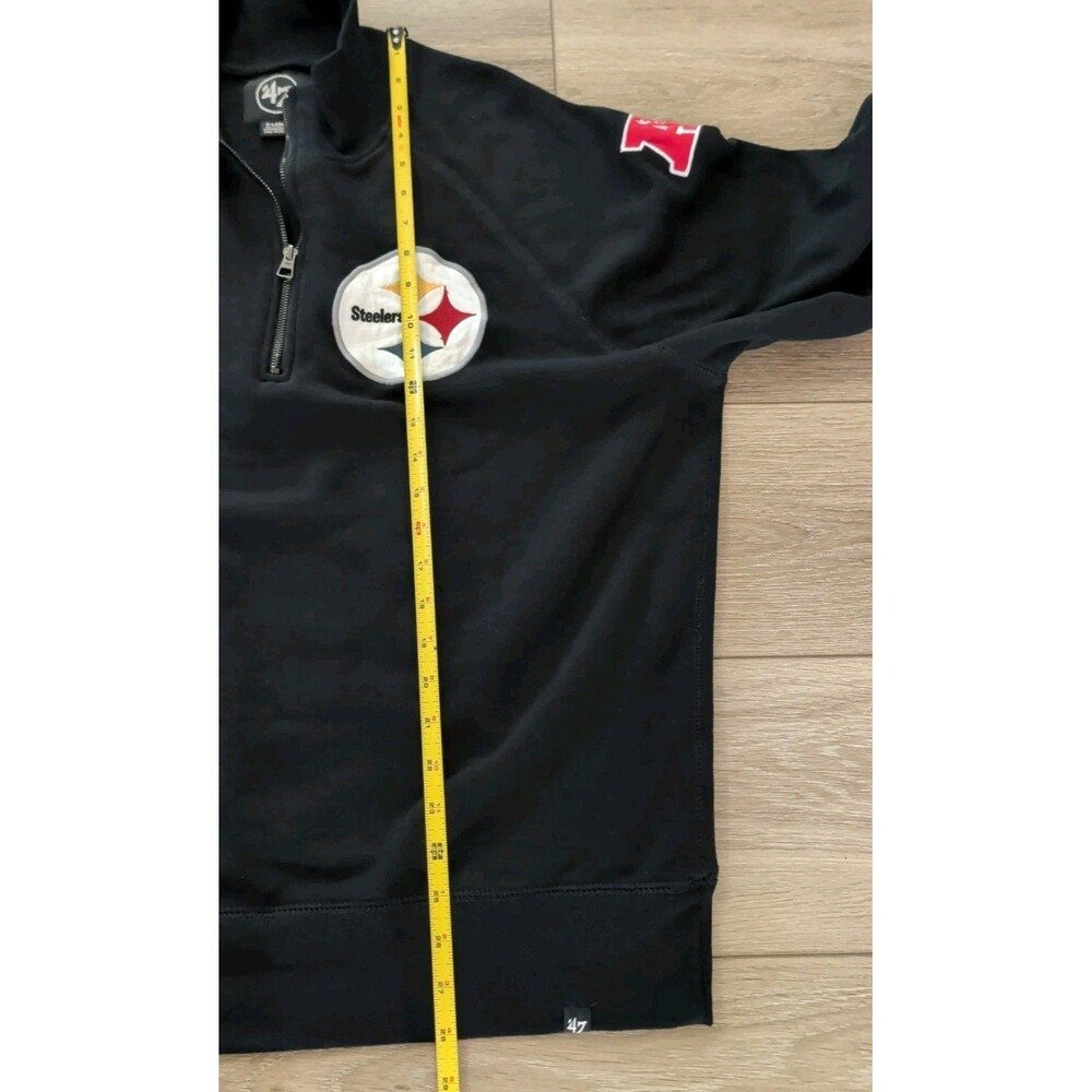 PITTSBURGH STEELERS BLACK QUARTER ZIP PULLOVER SWEATSHIRT '47 BRAND MEN'S SZ XL - Picture 11 of 12